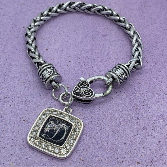 Silvertone Mesh Initial Bracelet - Picture 3 of 7